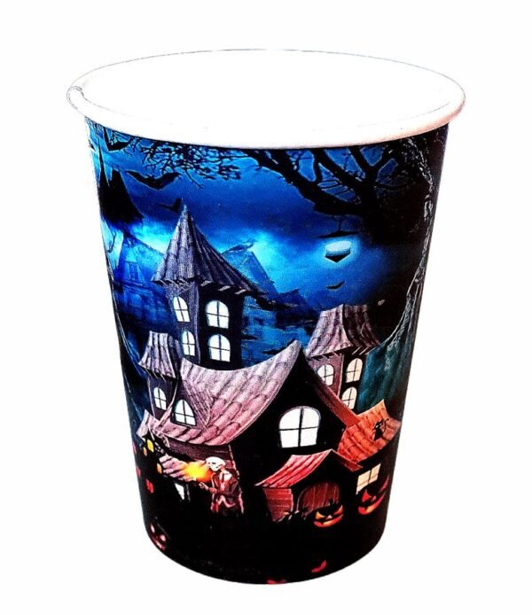 10 Copos Papel Descartável 240ml Festa - Halloween Mansão