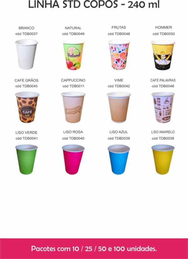 10 Copos Papel Descartável 240ml Café Festa Suco - Branco - Imagem 6