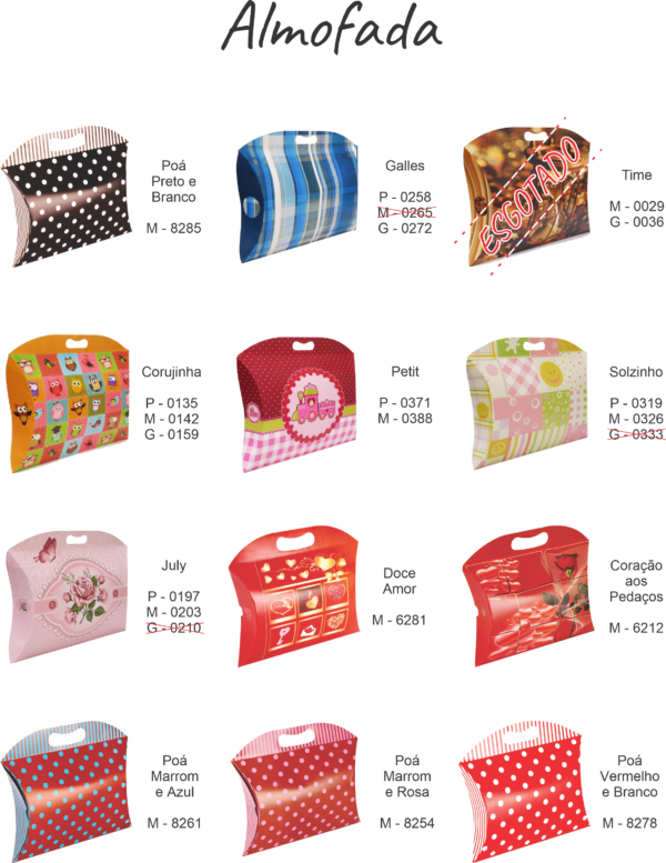 10 unds Caixa Embalagem Presente Almofada P - Estampas Variadas - Imagem 2