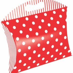 10 unds Caixa Embalagem Presente Almofada M - Poa Vermelho com Branco