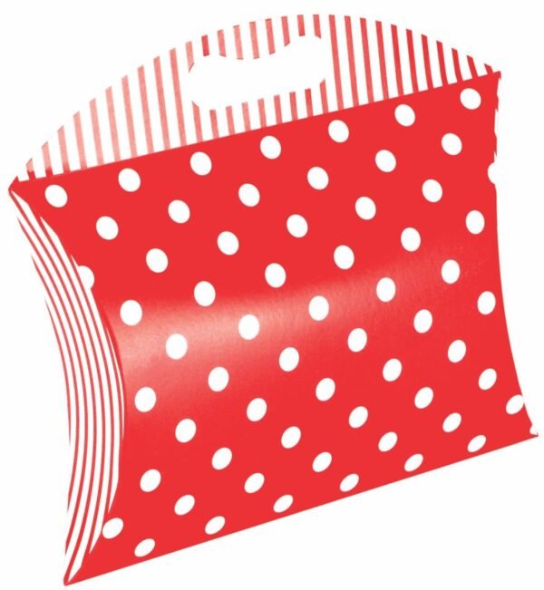 10 unds Caixa Embalagem Presente Almofada M - Poa Vermelho com Branco