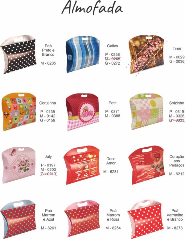 10 unds Caixa Embalagem Presente Almofada G - Estampas Variadas - Imagem 2