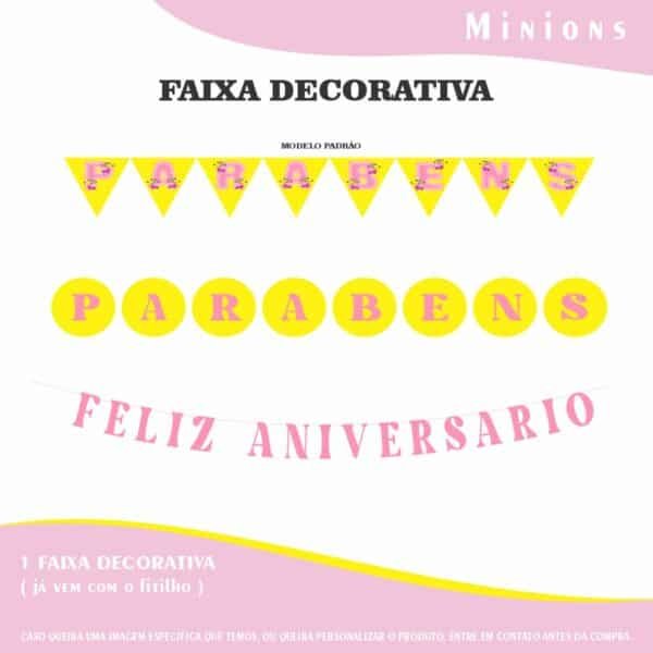 Kit Festa Fácil Montagem Decoração Prática - Minions Rosa - 64 peças - Imagem 7