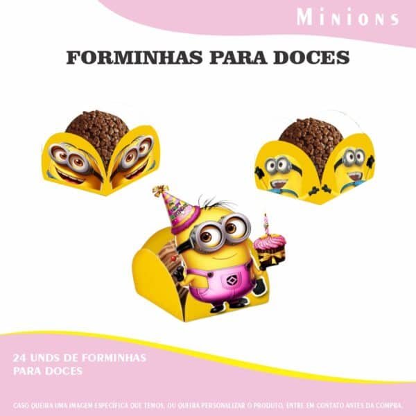 Kit Festa Fácil Montagem Decoração Prática - Minions Rosa - 64 peças - Imagem 6