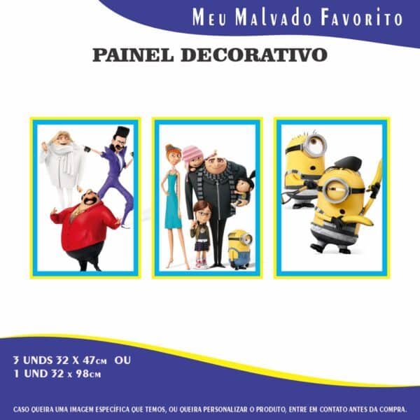Kit Festa Fácil Montagem Decoração Prática - Meu Malvado Favorito - 64 peças - Imagem 2