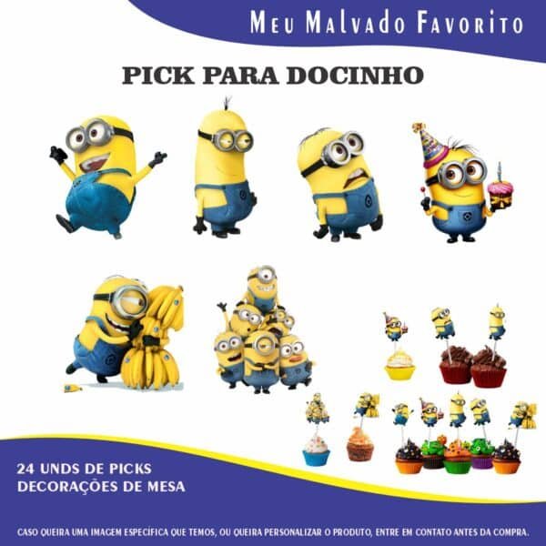 Kit Festa Fácil Montagem Decoração Prática - Meu Malvado Favorito - 64 peças - Imagem 5