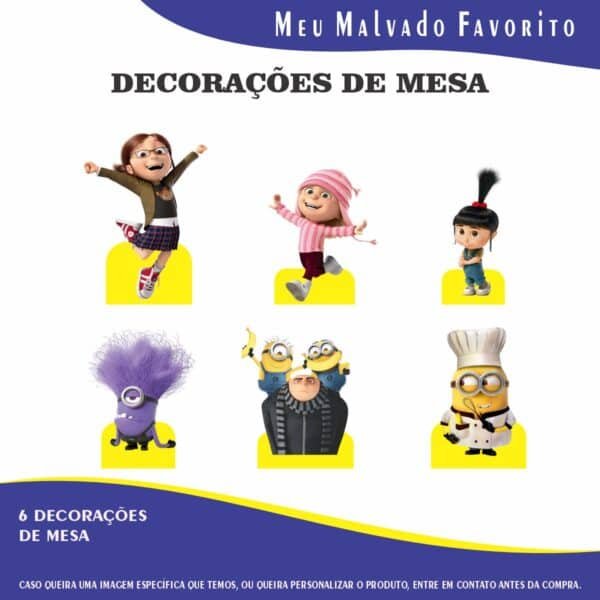 Kit Festa Fácil Montagem Decoração Prática - Meu Malvado Favorito - 64 peças - Imagem 3