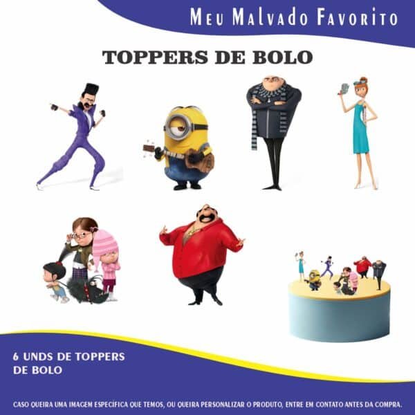 Kit Festa Fácil Montagem Decoração Prática - Meu Malvado Favorito - 64 peças - Imagem 4