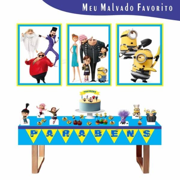 Kit Festa Fácil Montagem Decoração Prática - Meu Malvado Favorito - 64 peças