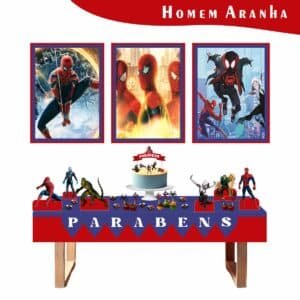 Kit Festa Fácil Montagem Decoração Prática - Homem Aranha - 64 peças