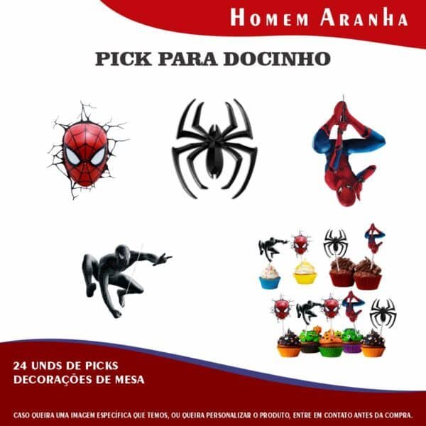 Kit Festa Fácil Montagem Decoração Prática - Homem Aranha - 64 peças - Imagem 5