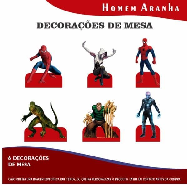 Kit Festa Fácil Montagem Decoração Prática - Homem Aranha - 64 peças - Imagem 3