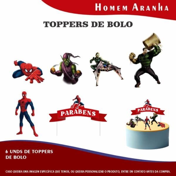 Kit Festa Fácil Montagem Decoração Prática - Homem Aranha - 64 peças - Imagem 4