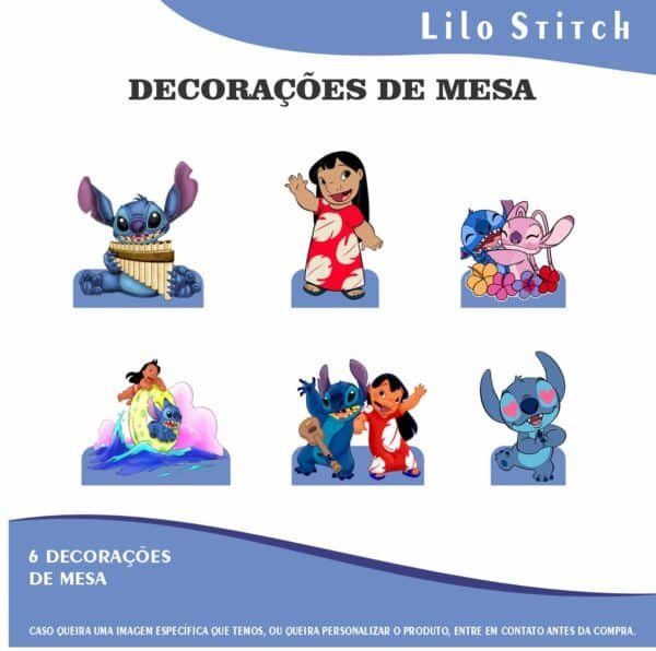 Kit Festa Fácil Montagem Decoração Prática - Lilo Stitch - 64 peças - Imagem 3