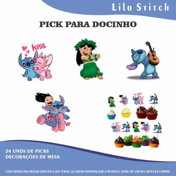 Kit Festa Fácil Montagem Decoração Prática - Lilo Stitch - 64 peças - Imagem 5