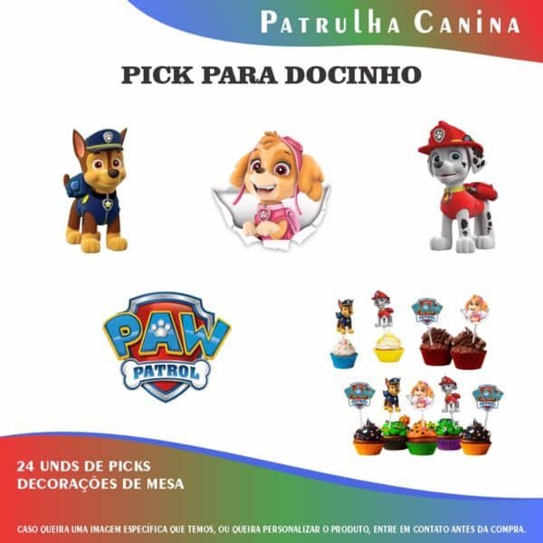 Kit Festa Fácil Montagem Decoração Prática - Patrulha Canina - 64 peças - Imagem 4